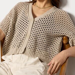 EVEREVE NINA POINTELLE SS CARDIGAN FAWN - M